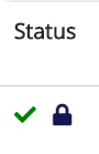 The Status column of the Flows page with the green checkmark icon and the blue padlock icon